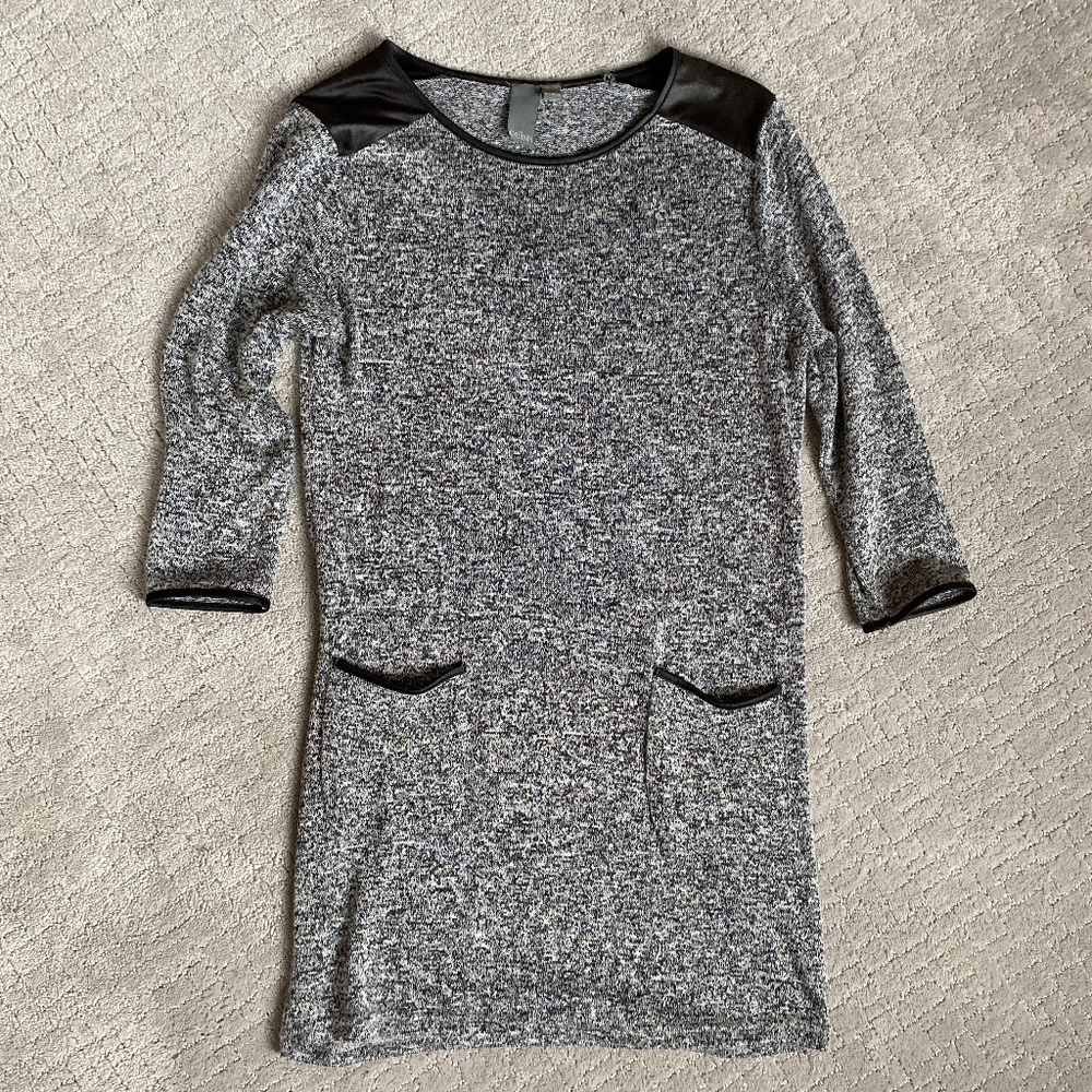 Sweater dress with leather accents Size M